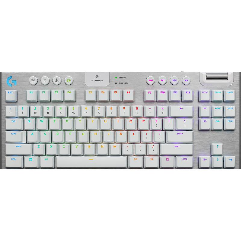 Logitech G915 TKL LIGHTSPEED RGB Mechanical Gaming Keyboard, Bluetooth/Wireless (2.4 GHz RF), for Devices with Windows/macOS, White