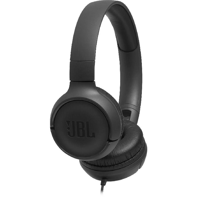 JBL Tune 500 On-Ear Headphones, Wired, 3.5 mm Connector, In-line Microphone, Black
