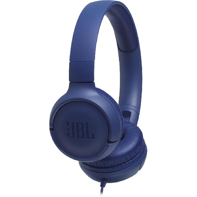 JBL Tune 500 On-Ear Headphones, Wired, 3.5 mm Connector, In-line Microphone, Blue
