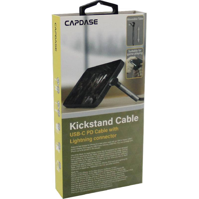 Capdase Kickstand USB-C to Lightning Sync & Charge Cable, 1.50 m ( 4.92 ft ), Black — 2