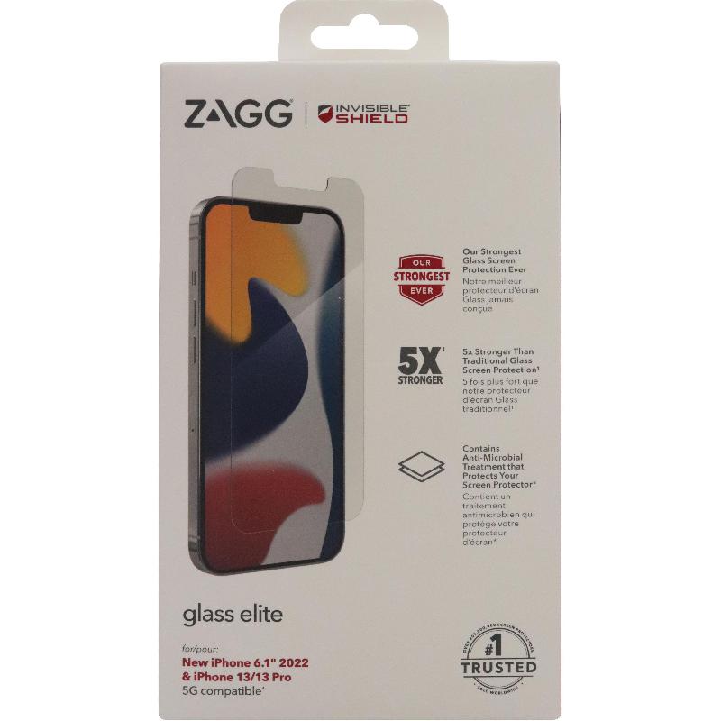 Zagg Invisible Shield Glass Elite Case Friendly Smartphone Screen Protector, for iPhone 14/iPhone 13/iPhone 13 Pro, Tempered Glass, Clear