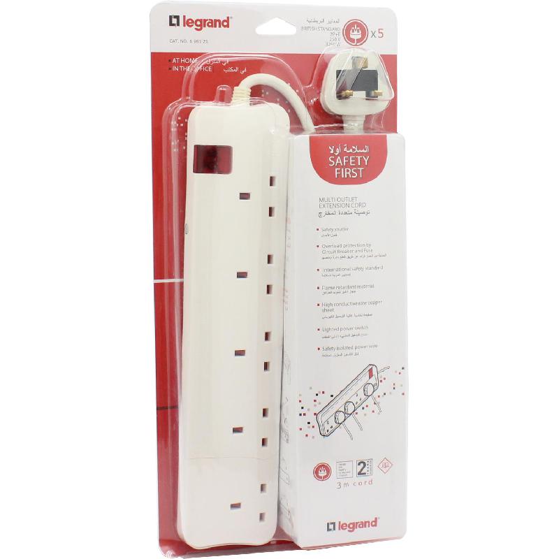 Legrand Power Extension, 5 Outlet, 3.00 m ( 9.84 ft )