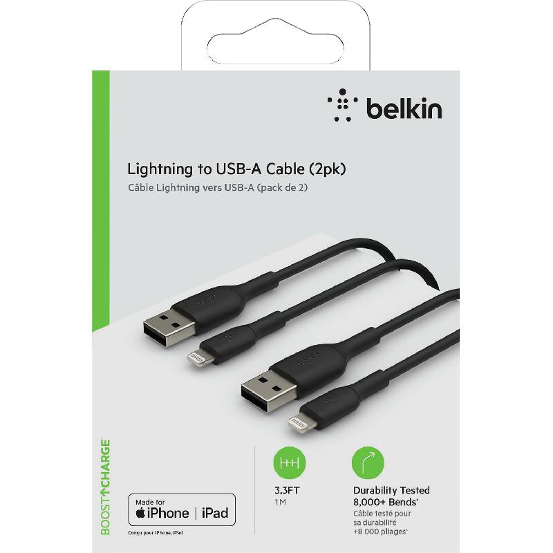 Belkin 2 Pack Lightning to USB Smartphone Sync Cable, for Smartphone with Lightning Port, Black