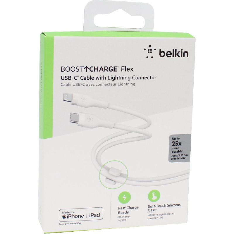 Belkin BoostCharge Flex USB-C to Lightning Sync & Charge Cable, 1.00 m ( 3.28 ft ), White