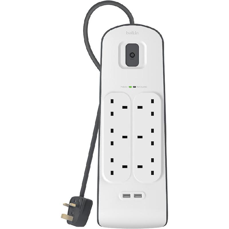 Belkin BSV604 Surge Protector + USB Charger, 6 Outlet;2 USB Port, 2.00 m ( 6.56 ft )