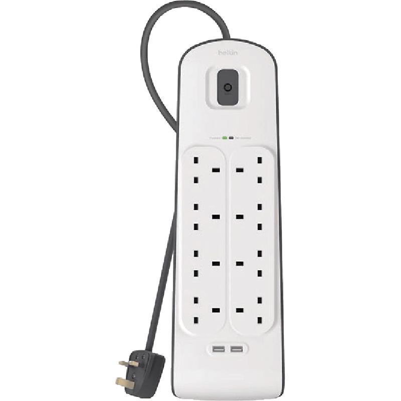 Belkin BSV804 Surge Protector + USB Charger, 8 Outlet;2 USB Port, 2.00 m ( 6.56 ft )