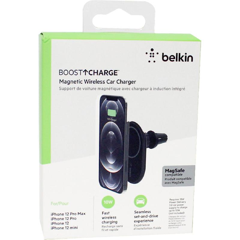 Belkin BoostCharge Magnetic Wireless Charger Smartphone Car Accessory, for iPhone 14 Pro Max/iPhone 14 Pro/iPhone 13 Pro Max/iPhone 13 Pro, Black/Grey