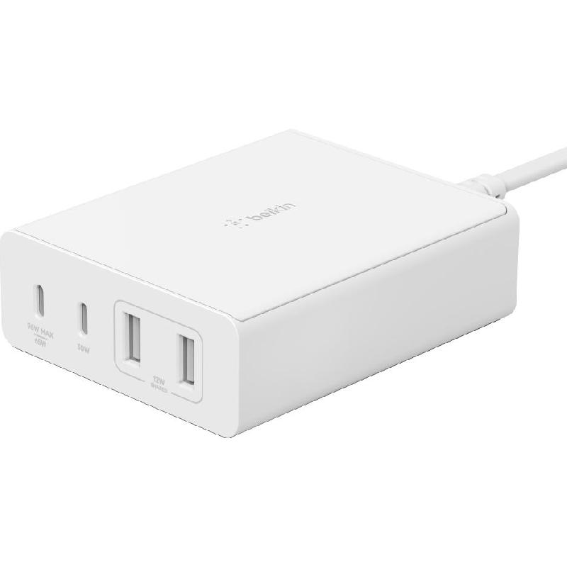 Belkin BoostCharge Pro 4-Port GaN Charger 108W, Fast Battery Charging, 108W, 4 USB (2X USB/2X USB-C), White