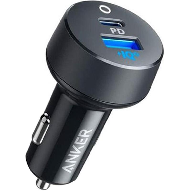 Anker PowerDrive PD+ 2 Car Charger, USB PD (Power Delivery), 35 Watts, Dual USB (USB-A/USB-C), Black