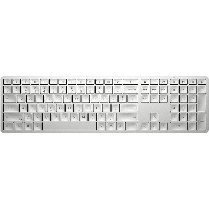 HP 970 Programmable Wireless Keyboard, Bluetooth/Wireless (2.4 GHz RF), for Laptop/Desktop Computer/Gaming Desktop Computer/CPU Windows OS, White