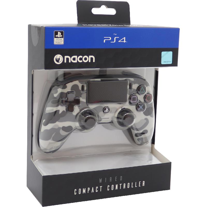 Nacon Compact Controller, Wired, for PlayStation 4, Camouflage (Grey/White)