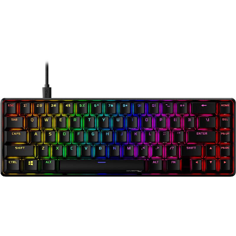 HyperX Alloy Origins 65 Mechanical RGB Red/Aqua Switch Gaming Keyboard, Wired, for Laptop/Desktop Computer/Gaming Desktop Computer/CPU Windows OS, Black