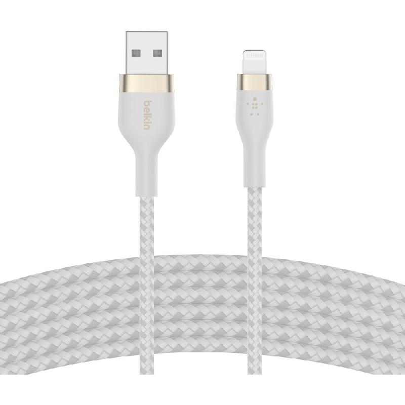 Belkin BoostCharge Pro Flex USB-A to Ligthning Standard Cable, 3.00 m ( 9.84 ft ), White