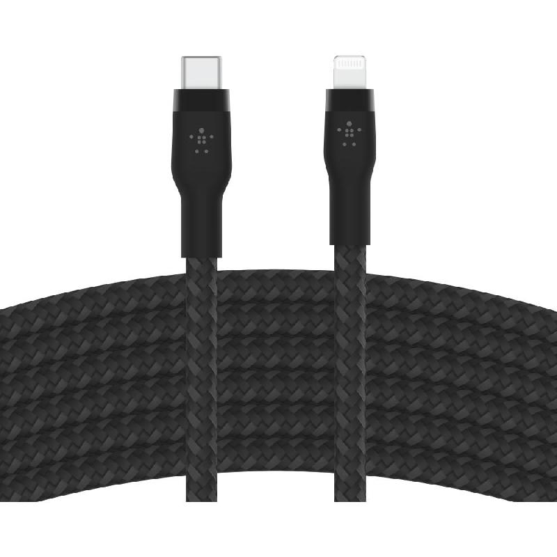 Belkin BoostCharge Pro Flex USB-C with Lightning Standard Cable, 3.00 m ( 9.84 ft ), Black