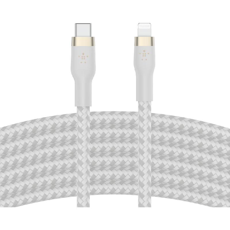 Belkin BoostCharge Pro Flex USB-C with Lightning Standard Cable, 3.00 m ( 9.84 ft ), White