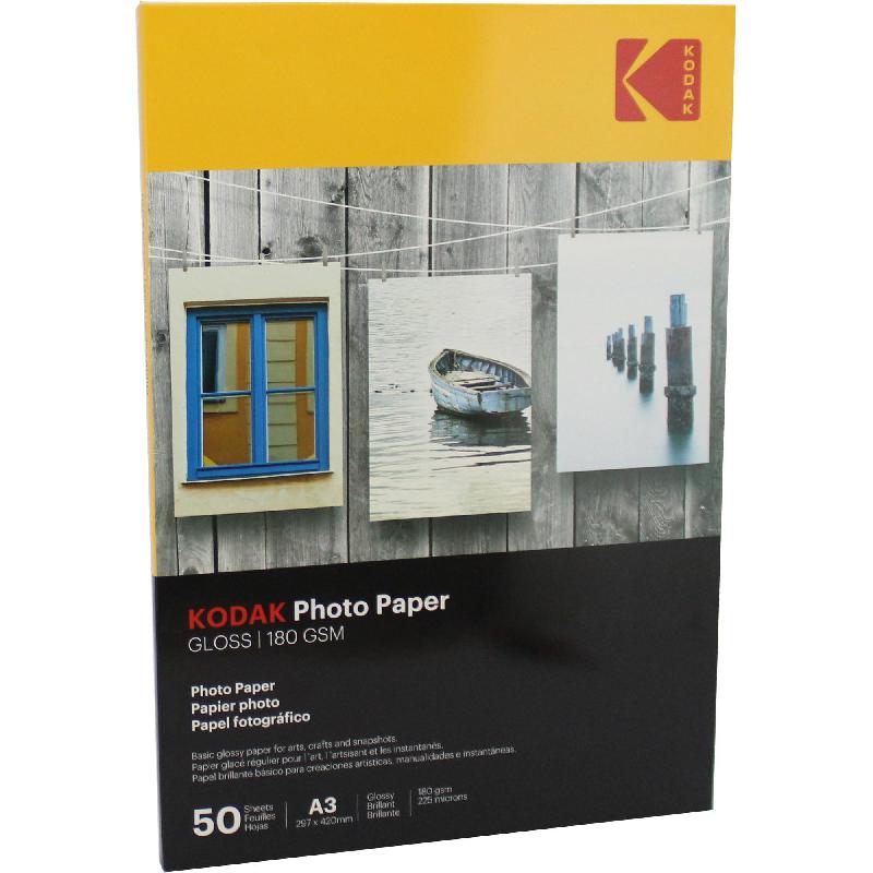 Kodak Photo Paper, Super Glossy, White, A3, 180 gsm, 50 Sheets