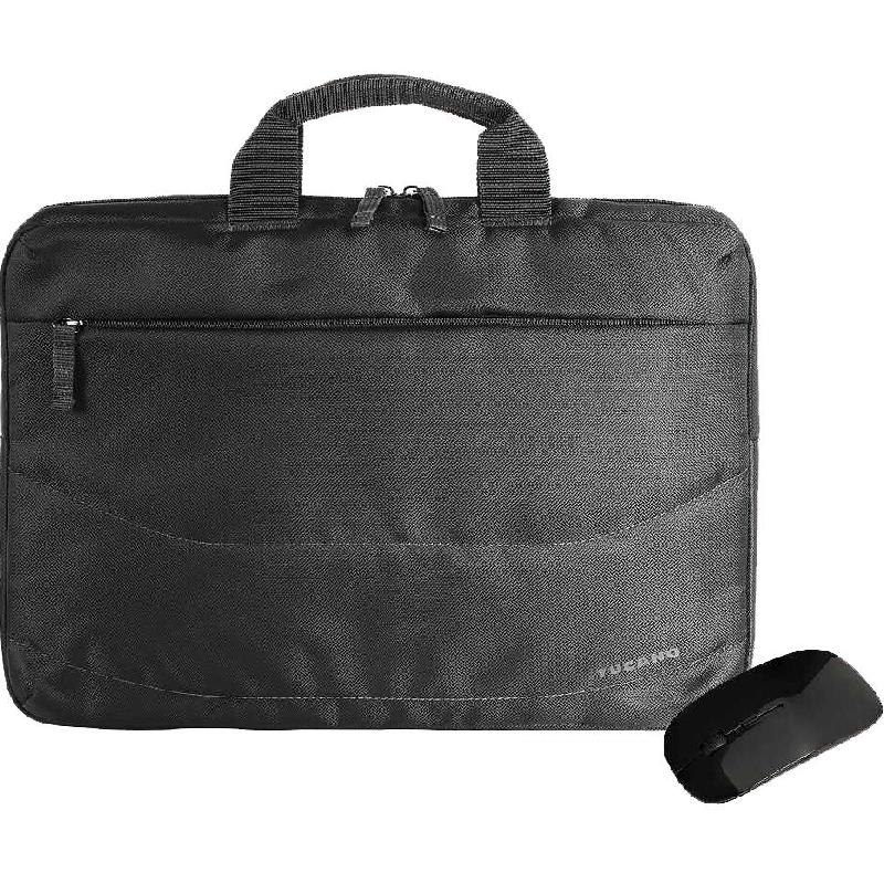 TUCANO Omaggio Laptop Messenger Bag with Accessory, for 15.6" (Device), Black