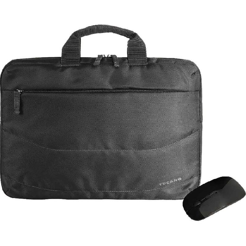 TUCANO Omaggio Laptop Messenger Bag with Accessory, for 13"/13.5"/13.9"/14", Black