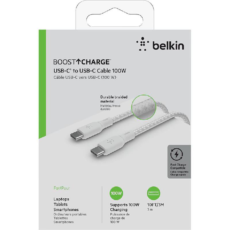 Belkin BoostCharge USB-C to USB-C Standard Cable, 3.00 m ( 9.84 ft ), White