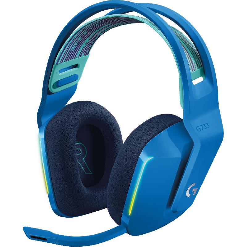 Logitech G733 LIGHTSPEED Gaming Headset, Wireless, USB, Detachable Microphone, Blue