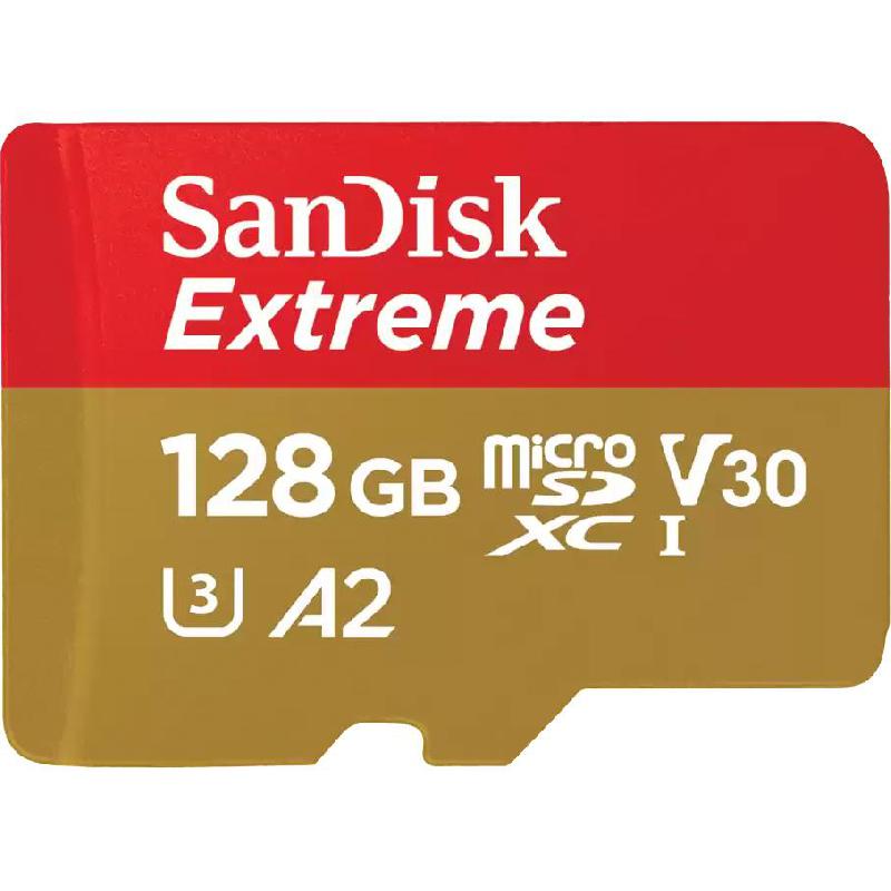 SanDisk Extreme MicroSDXC, 128 GB, Class 10: Max 190 Mbps Speed Performance