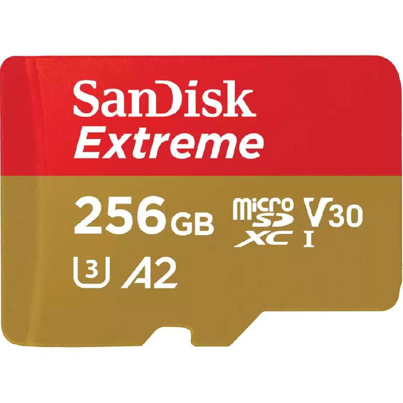 SanDisk Extreme MicroSDXC, 256 GB, Class 10: Max 190 Mbps Speed Performance