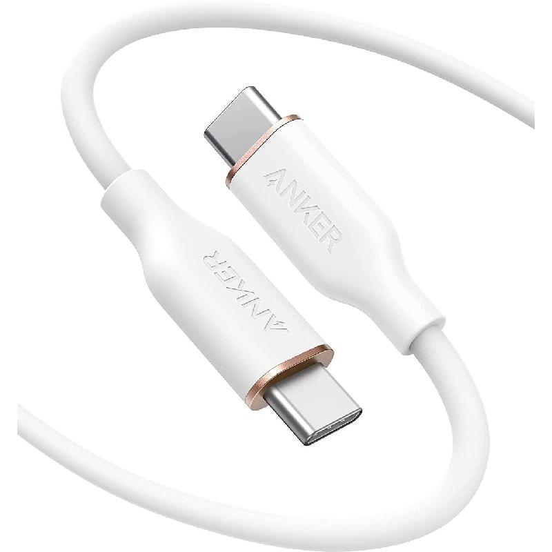 Anker PowerLine III Flow USB-C to USB-C Sync & Charge Cable, 6.00 ft ( 1.83 m ), White