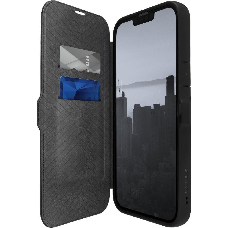 Raptic Urban Folio Flip Cover Mobile Case, for iPhone 14 Plus, Black