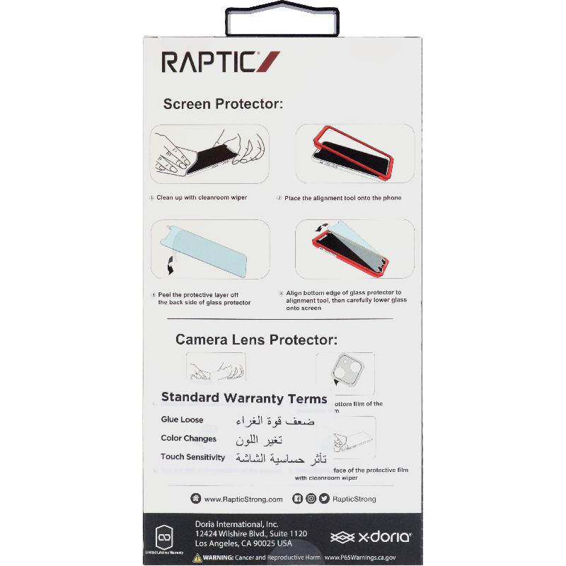 Raptic Raptic 2-in-1 Bundle: Tempered Glass + Camera Lens Cover Smartphone Display Protection, for iPhone 14, Clear — 2
