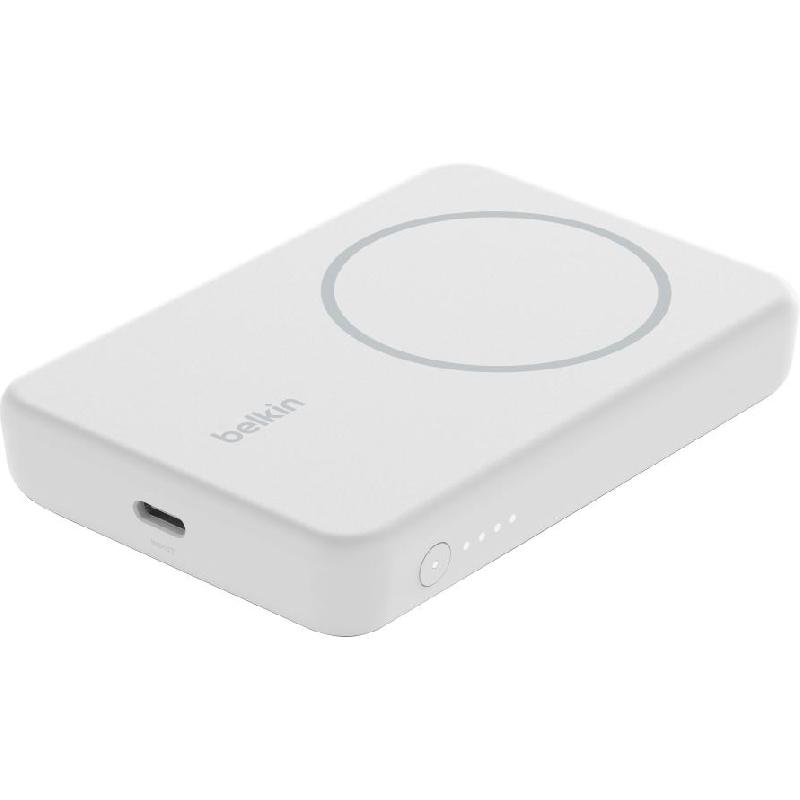 Belkin BoostCharge Magnetic Wireless Powerbank, Fast Battery Charging, 5000 mAh, Single USB-C (I/O Charging), White