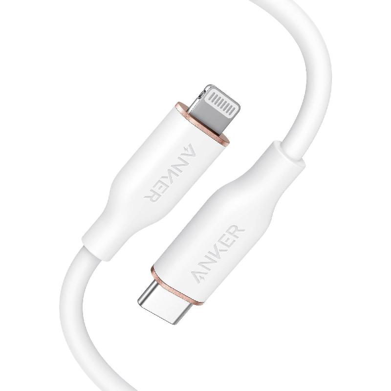Anker PowerLine III Flow USB-C to Lightning Standard Cable, 3.00 ft ( 91.44 cm ), White