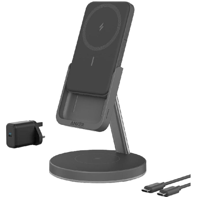 Anker Anker 633 Magnetic Wireless Charger Stand, Qi/PMA, 7.5 Watts, Single USB-C, Black
