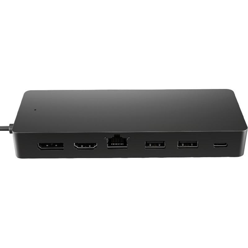 HP Multi-port Station, USB-C, 7 Port (2X USB-A 3.2/2X USB-C/HDMI/DisplayPort/RJ-45), Black