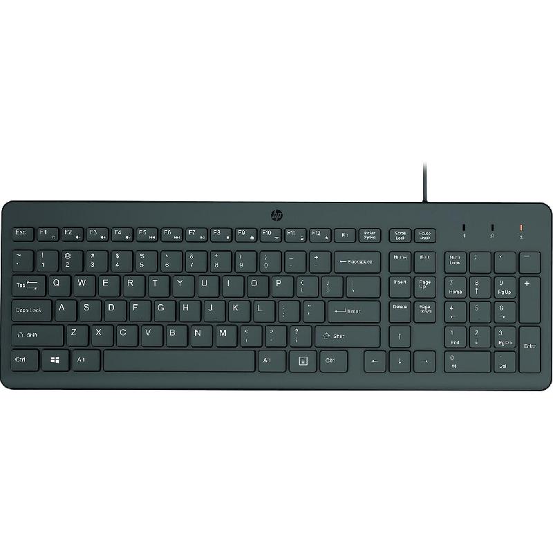 HP 150 Keyboard, Wired, for Devices with Windows, Black