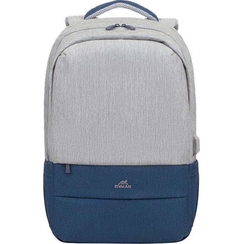 Rivacase Prater Anti-theft Laptop Backpack, for 17.3" (Device), Grey/Dark Blue