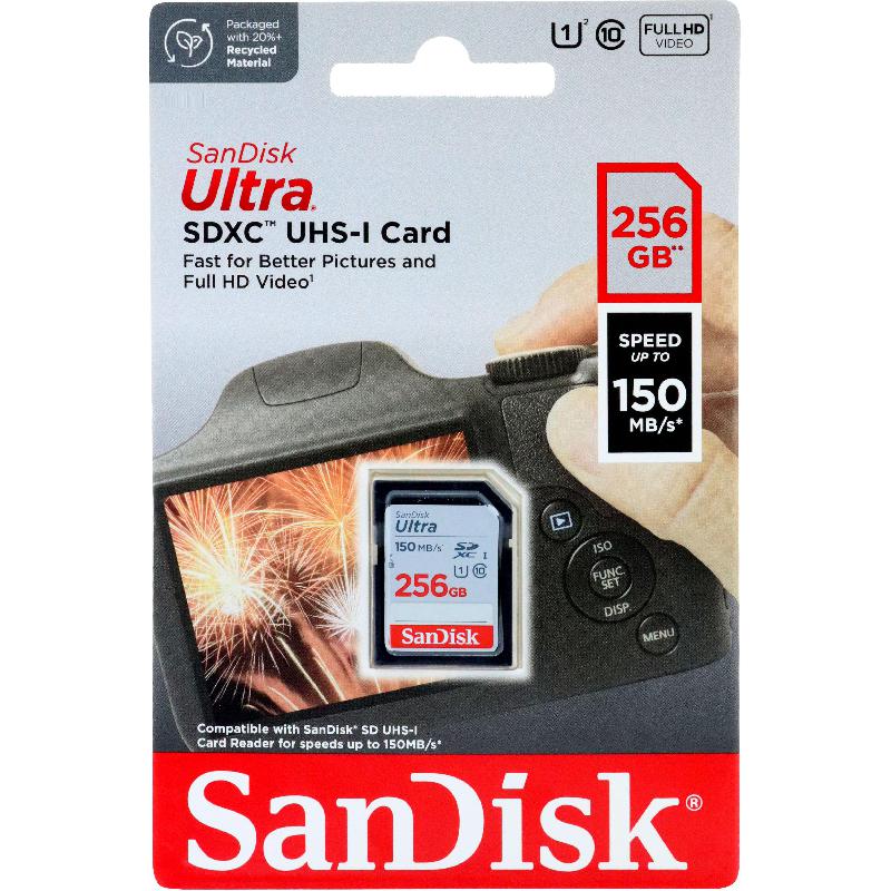 SanDisk Ultra UHS I SDXC Card, 256 GB, Class 10: Max 150 Mbps Speed Performance
