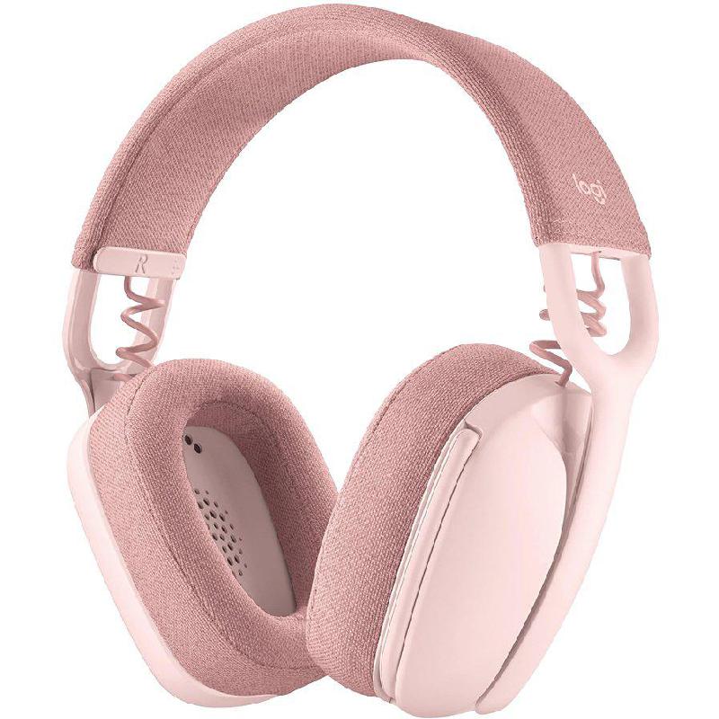 Logitech ZONE VIBE 100 On-Ear Headphones, Active Noise Cancelling, Bluetooth, USB (Charging), Built-in Microphone, Pink