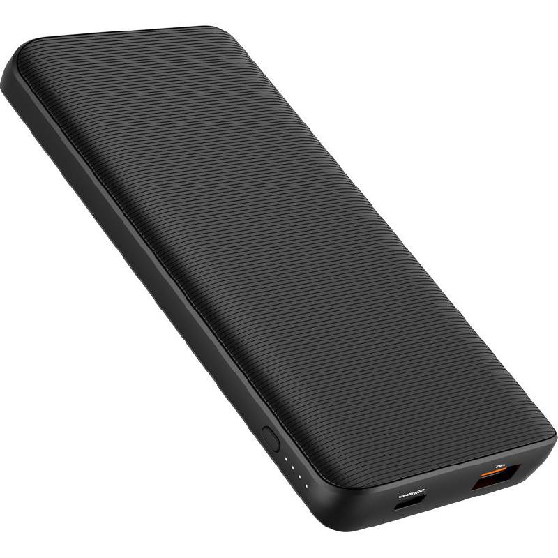 Techpick 10K 20W PD Slim Power Bank, Fast Battery Charging, 10000 mAh, Dual USB (USB 3.0/USB-C), Black