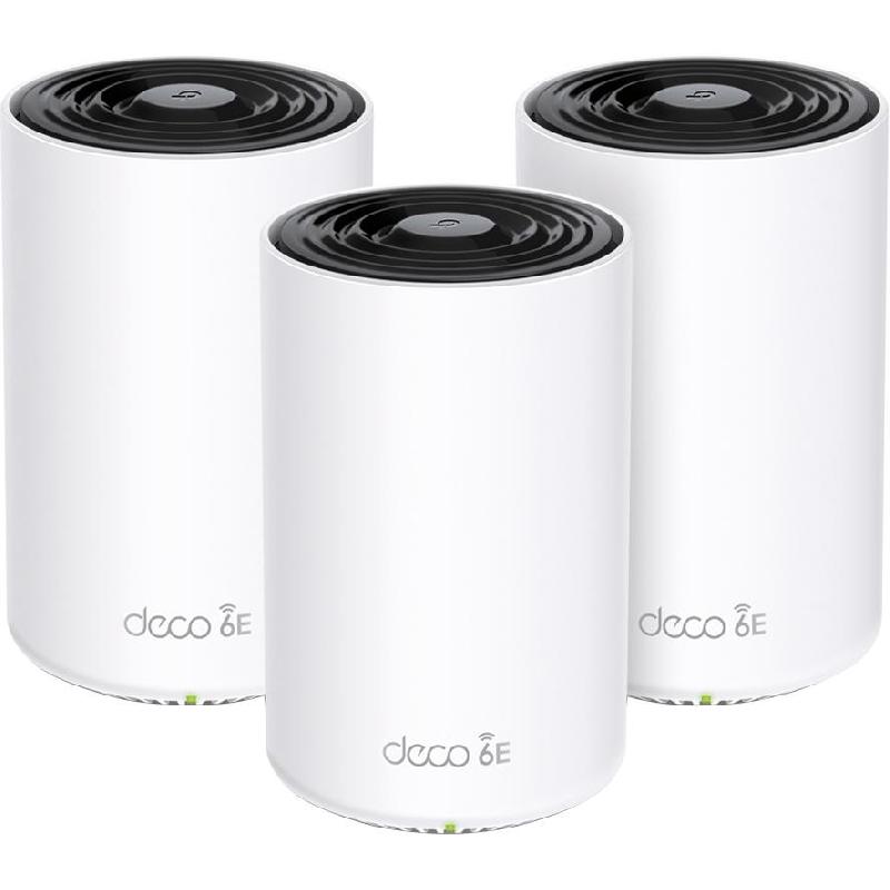 TP-Link DECO XE75 (3-Pack) Whole Home Mesh Wi-Fi, up to 5400 Mbps, up to 200+ Devices, Tri-Band (2.4 GHz/5 GHz/6 GHz), Wi-Fi 6E (802.11ax), 3 Port (LAN), White