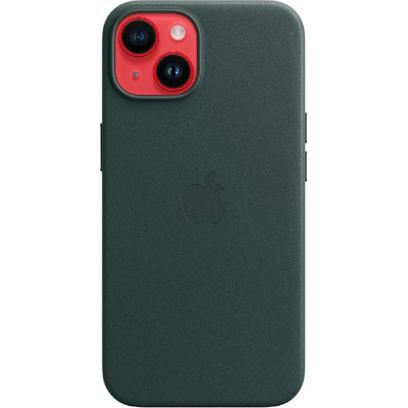 Apple Leather Back Cover Mobile Case with MagSafe, for iPhone 14, Forest Green