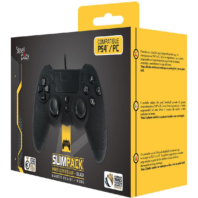 SteelPlay Metaltech Controller, Wired, for PlayStation 4, Black