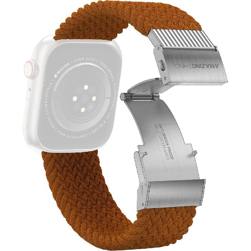 Amazing Thing Titan Weave Wrist Strap, for Apple Watch Series 9 41/Watch Series 8 41/Watch Series 7 41, Braided Sport Band with Titan Link, 304 Stainless Steel, Brown