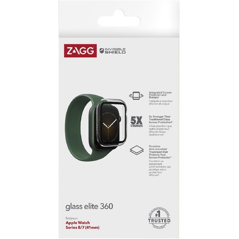 Zagg Elite 360 Smartwatch Fit Case, for Apple Watch Series 8 41, Clear/Black
