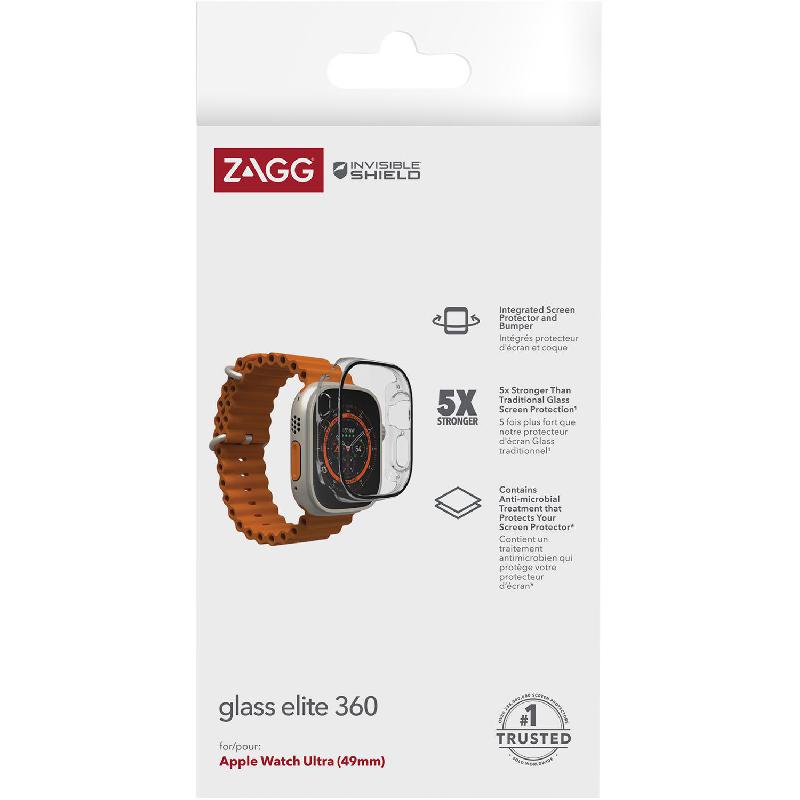 Zagg Elite 360 Smartwatch Fit Case, for Apple Watch Ultra, Clear/Black