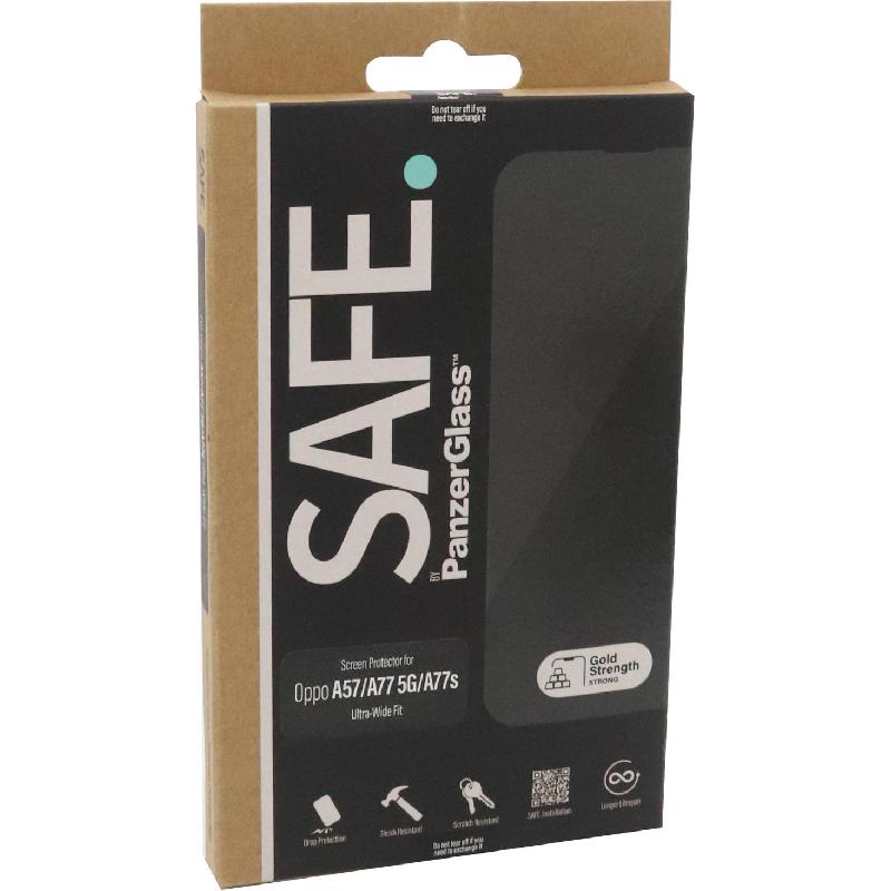 PanzerGlass SAFE Case Friendly Smartphone Screen Protector, Tempered Glass, Edge-to-Edge, Black, for OPPO A78 5G/A77s/A57