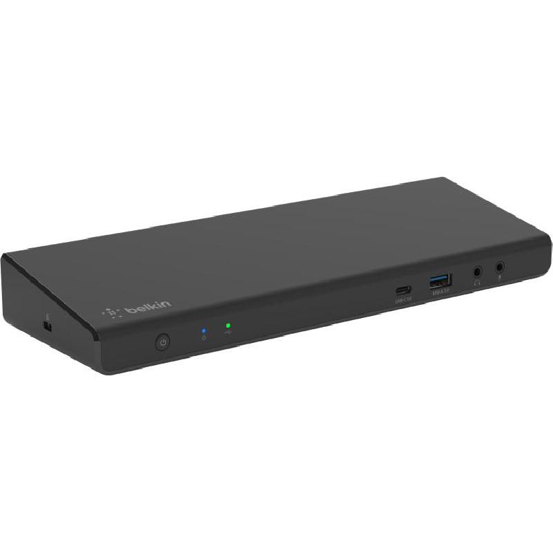 Belkin Triple Display Dock Multi-port Station, USB-C, 7 Port (USB-A/USB-C/USB-C (Thynderbolt 3)/HDMI/DisplayPort/RJ-45/Audio In/Out), Black
