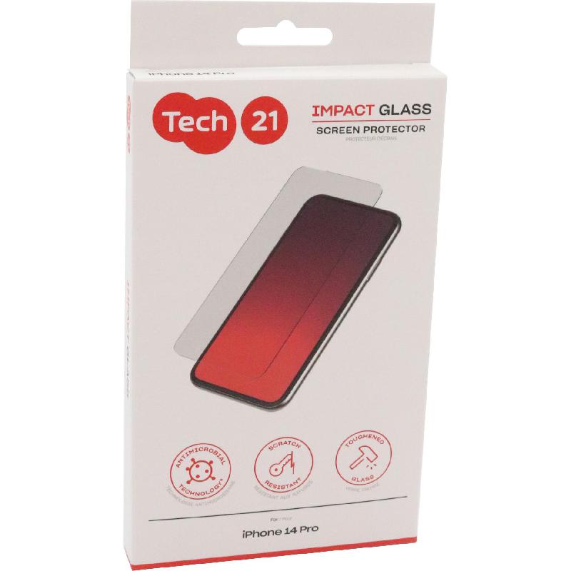 Tech21 ImpactGlass Smartphone Screen Protector, Toughened Glass, for iPhone 14 Pro