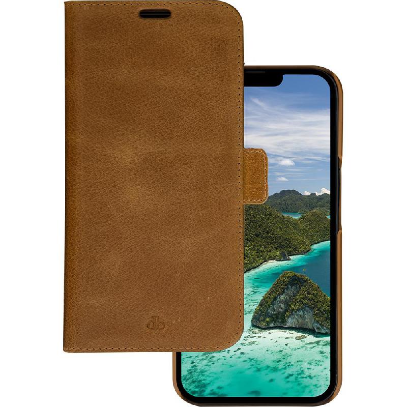 DBRAMANTE1928 Lynge Flip Cover Mobile Case, for iPhone 14 Pro, Tan