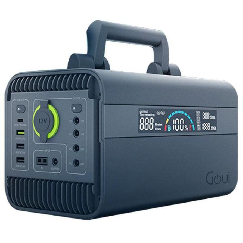Goui Beast 600 Power Station, Quick Charge, 600 Watts, 11 Port (3X USB/USB-C/Solar PV Port/4X DC Port/Adapter Port/12 Volts Port), Black