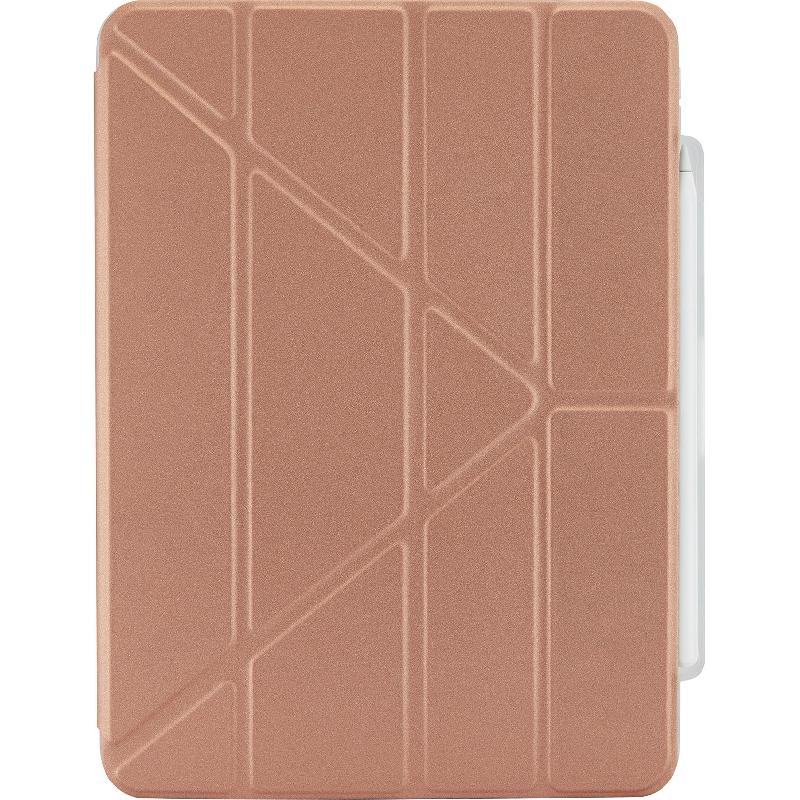 PIPETTO Origami Pencil Folio Tablet Case, for iPad Pro 12.9 - 2022/iPad Pro 12.9 - 2021/iPad Pro 12.9 - 2020, Rose Gold